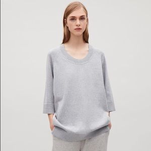 COS 3/4 Sleeve Cashmere and Cotton Mixed Media Top